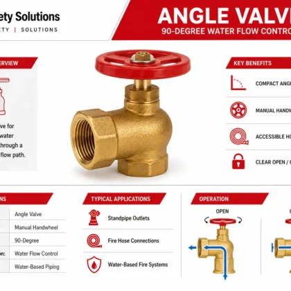 Angle valve for fire hose and standpipe water flow control