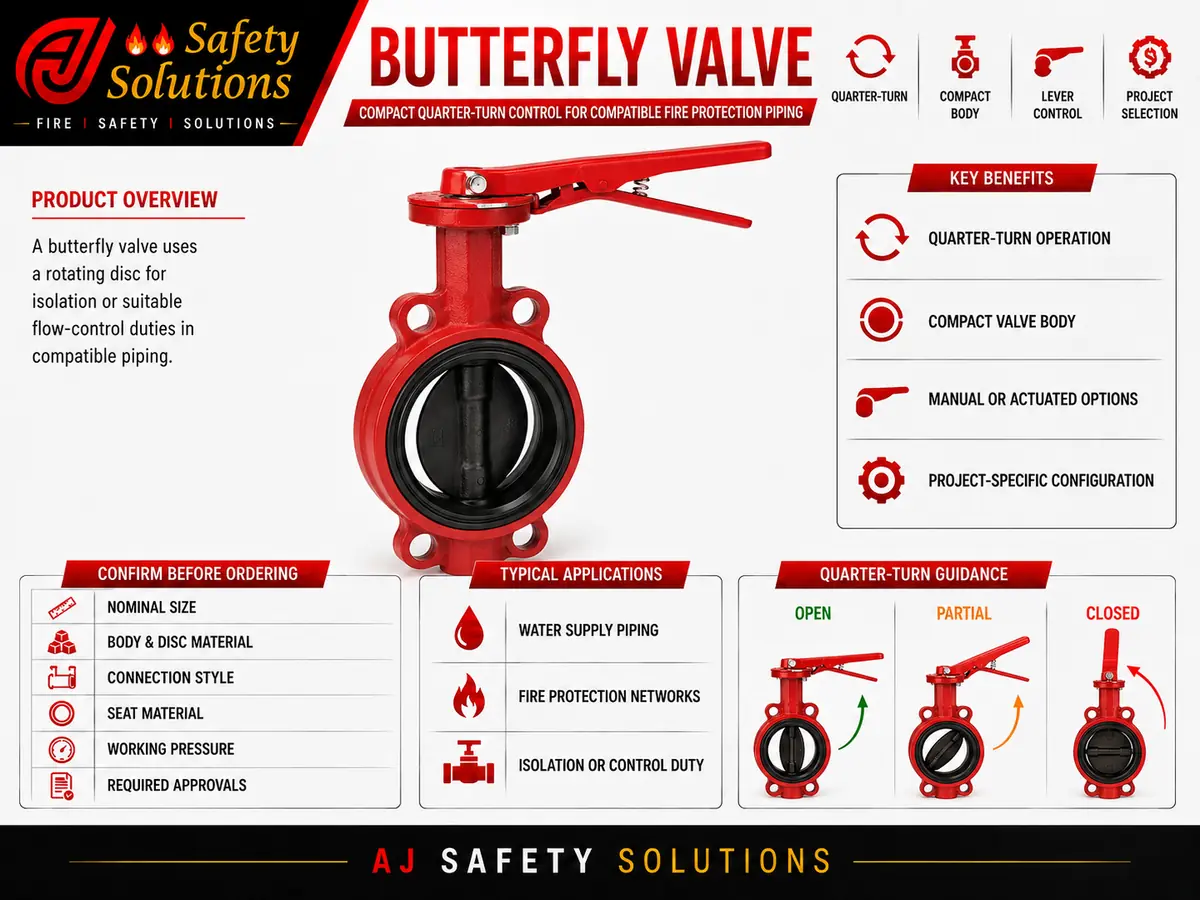Butterfly valve for fire protection piping system in Pakistan