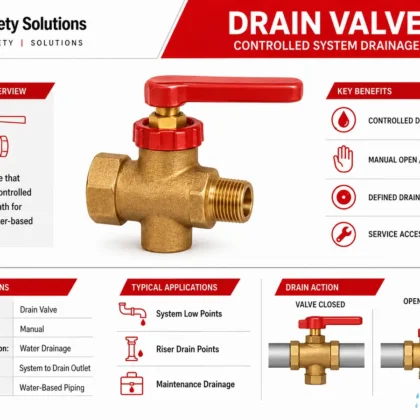 Manual drain valve for controlled water discharge from fire piping
