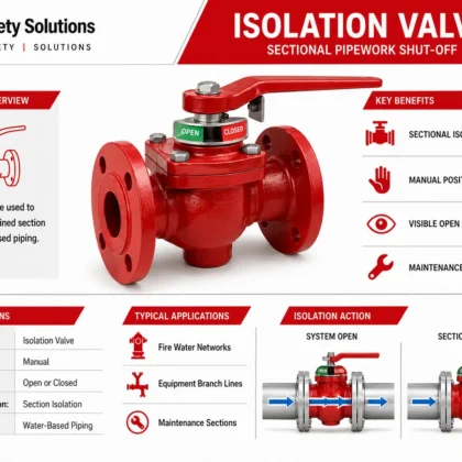 Manual isolation valve for sectional fire-water piping shut-off