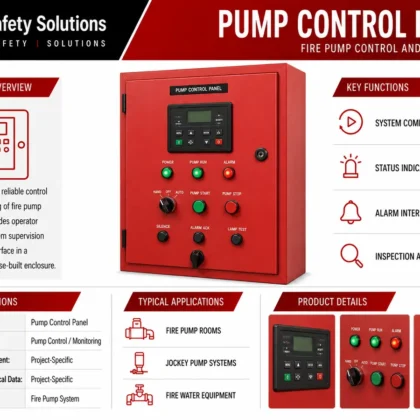 Pump control panel technical details for fire pump control and monitoring