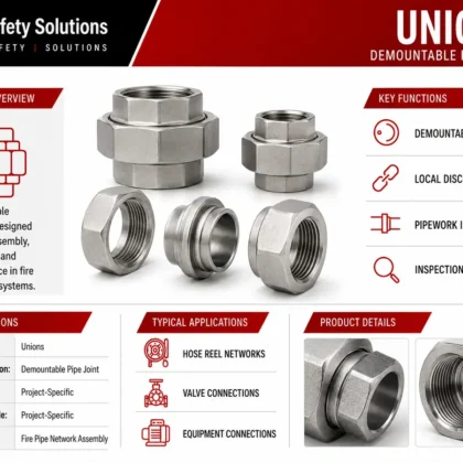 Pipe unions technical details for fire pipe network assembly