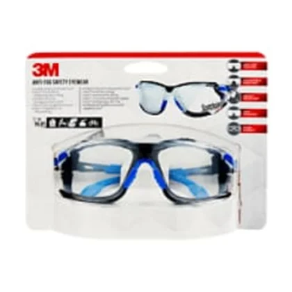 3M Solus 1000 Anti-Fog Safety Eyewear, blue/black, clear, with pouch S1CB — catalogue product image
