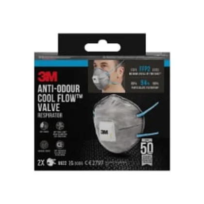 3M Cool Flow Anti-Odour Particulate Respirator 9922, FFP2, Valved, 2/Pack — catalogue product image