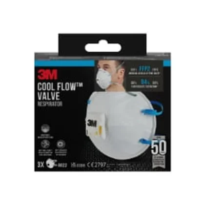 3M Cool Flow Particulate Respirator 8822, FFP2, Valved, 3/Pack — catalogue product image