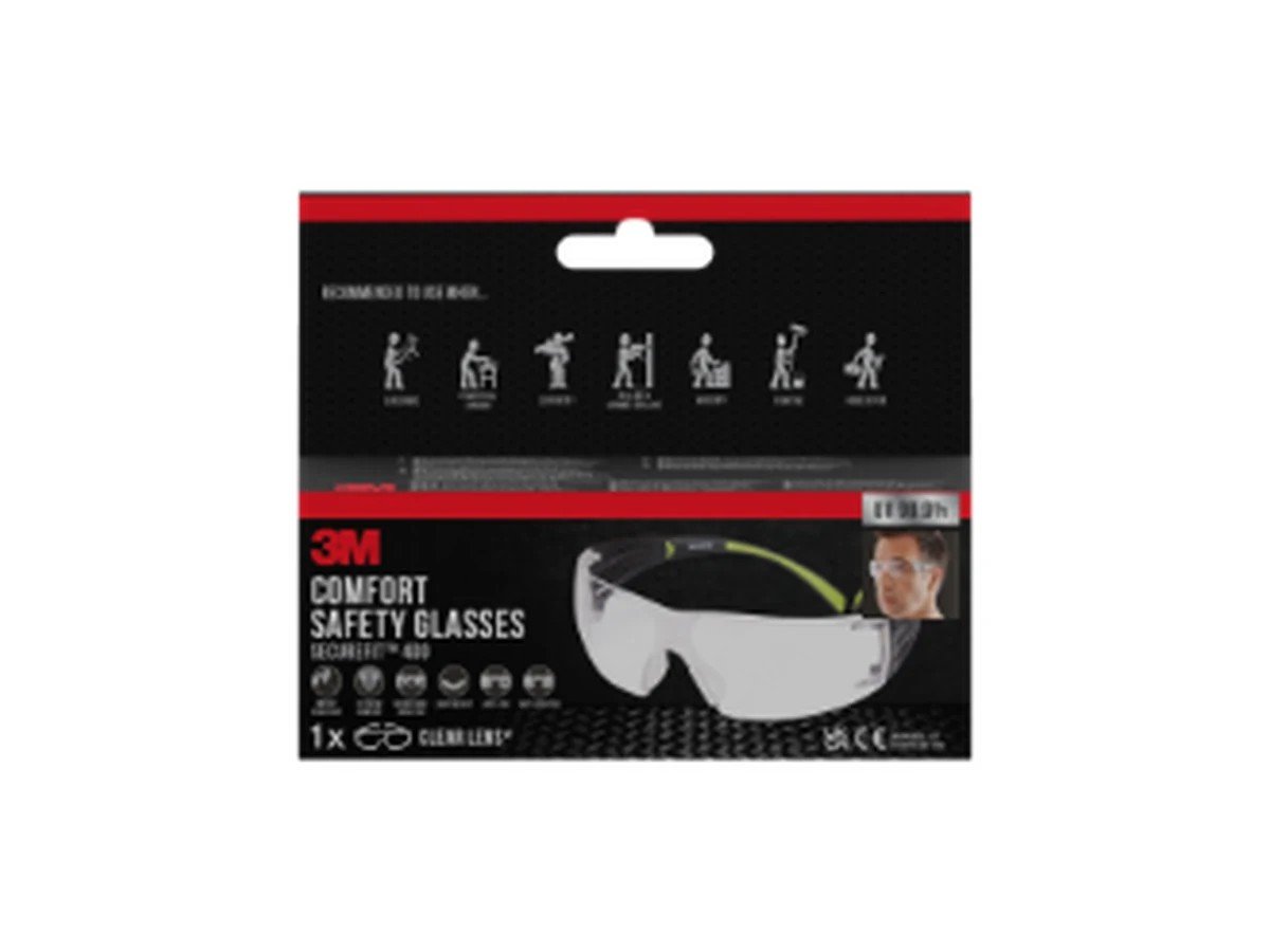 3M Safety Glasses SecureFit 400, Clear Lens - catalogue product image