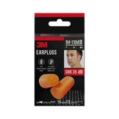 3M Earplugs 1100, Soft foam, SNR value 35 dB, Orange, 4 Pair + 1 Storage Box/Pack — catalogue product image