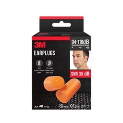 3M Earplugs 1100, Soft foam, SNR value 35 dB, Orange, 30 Pair/Pack — catalogue product image