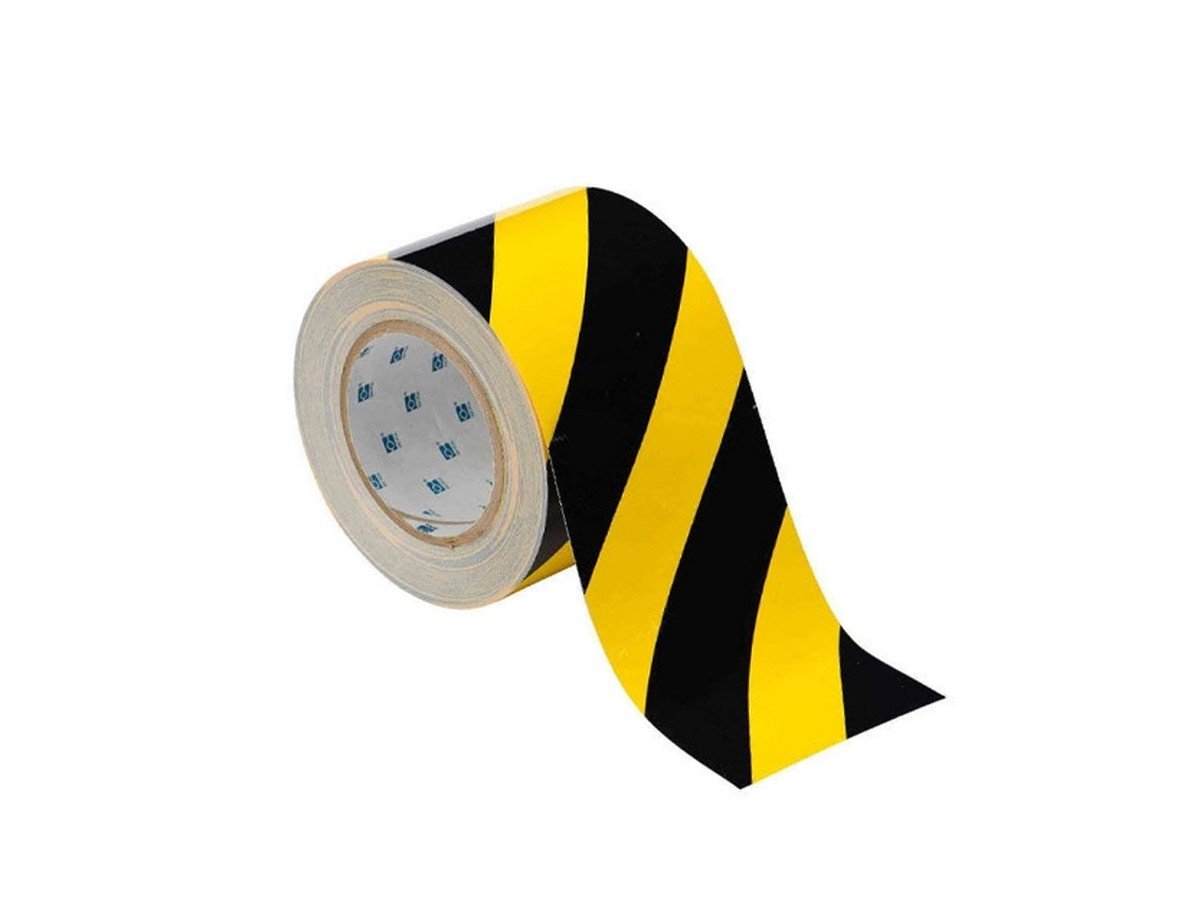 Black and Yellow Reflective PVC Tape – 2in × 25m