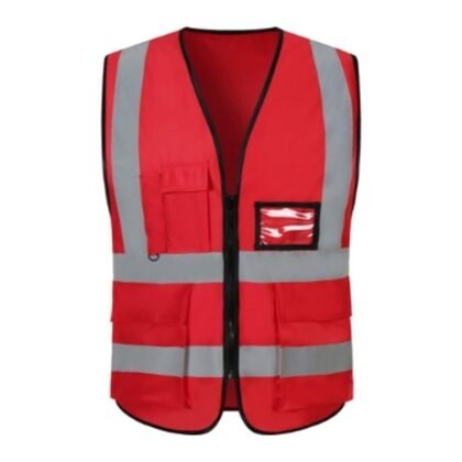 Red Four-Pocket Reflective Safety Vest – 140 GSM - supplier catalogue image