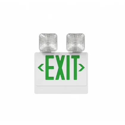 Green Exit Sign with Twin Adjustable Emergency Lamps