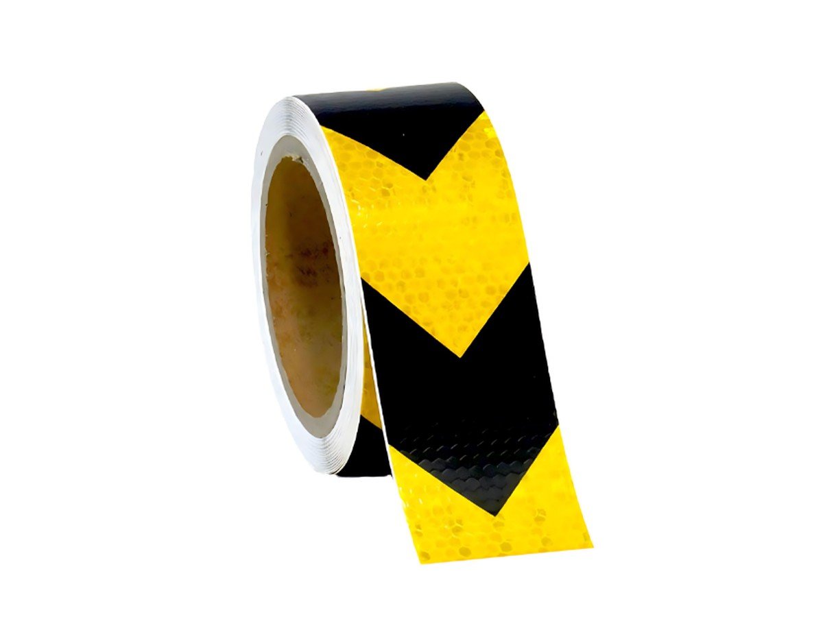 Black and Yellow Reflective Arrow Tape – 2in × 25m