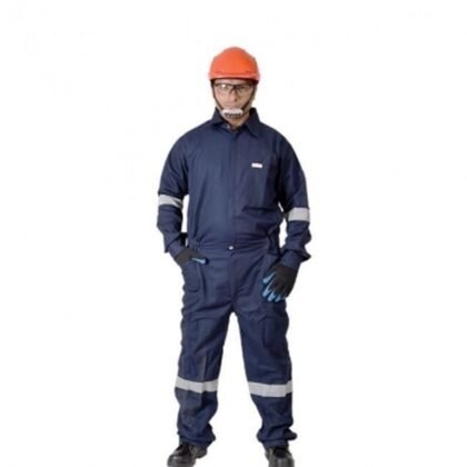 Navy Cotton FR-Labelled Reflective Work Suit - supplier catalogue image