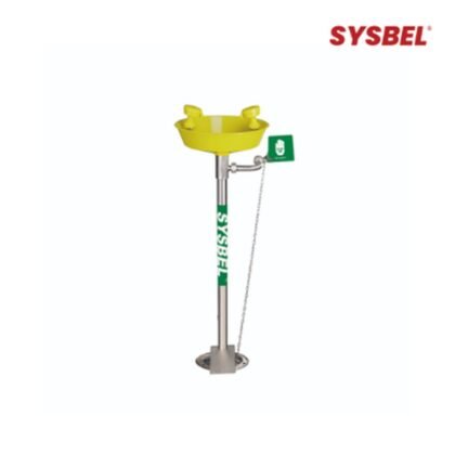 SYSBEL WG7033FY Stainless Steel and AES Plastic Pedestal Mounted Basin Eyewash Station