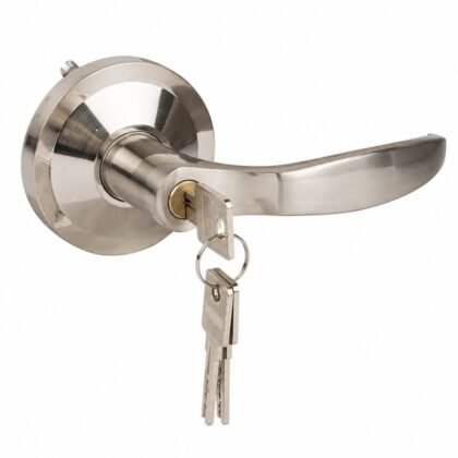 Marvell Keyed Lever Handle Lock Set – SN Finish, 3 Brass Computer Keys