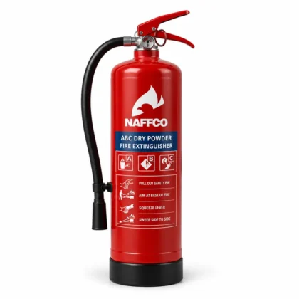 NAFFCO ABC Dry Powder Fire Extinguisher – 1kg technical specifications and application infographic