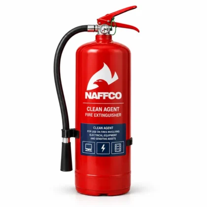 NAFFCO Clean Agent Fire Extinguisher – 4kg technical specifications and application infographic