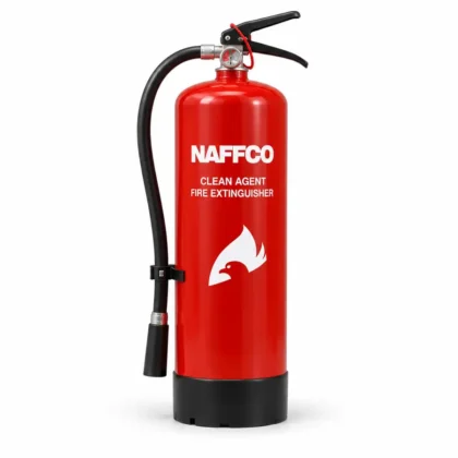 NAFFCO Clean Agent Fire Extinguisher – 6kg technical specifications and application infographic