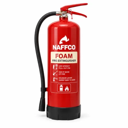 NAFFCO Foam Fire Extinguisher – 9L technical specifications and application infographic