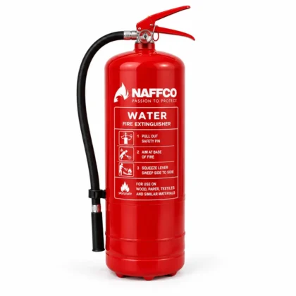NAFFCO Water Fire Extinguisher – 6L technical specifications and application infographic