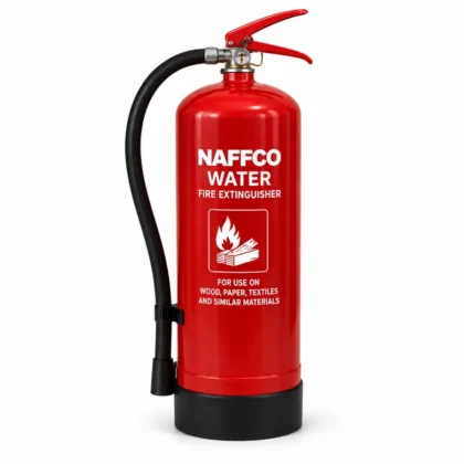 NAFFCO Water Fire Extinguisher – 9L technical specifications and application infographic