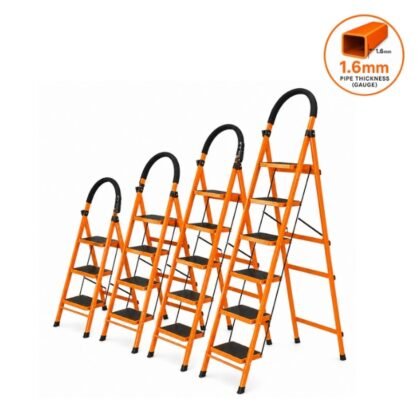 Wide-Step Coated Steel Folding Ladder – 6 Steps