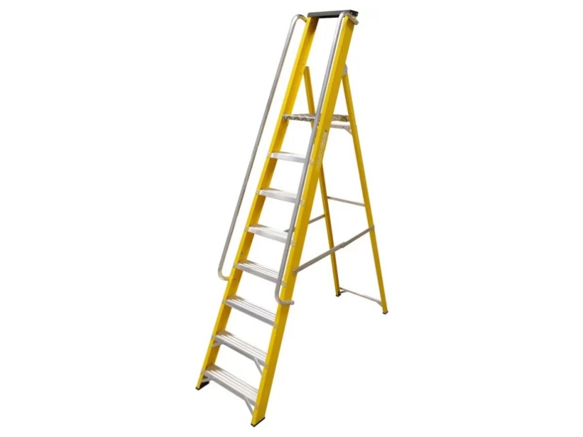 Fibreglass Platform Ladder with Guard Rail
