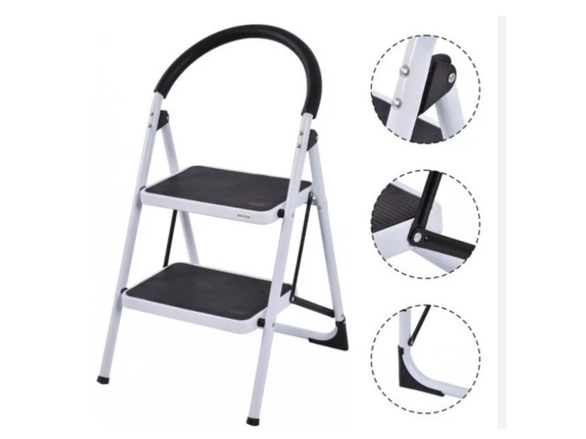 White Steel Folding Step Ladder