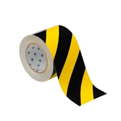 Black and Yellow Striped Reflective Tape – 2 Inch × 25 m