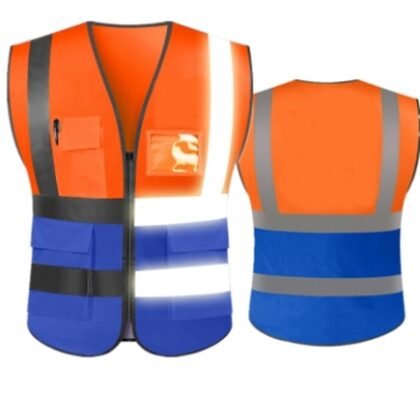 Orange/Blue Two-Tone Mesh Safety Vest - supplier catalogue image