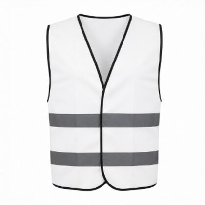 White Reflective Polyester Safety Vest – 120 GSM - supplier catalogue image