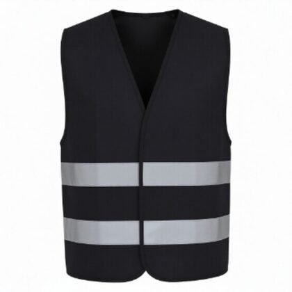 Black Reflective Polyester Safety Vest – 120 GSM - supplier catalogue image