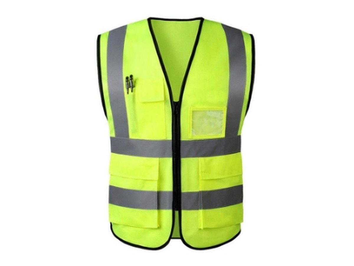 Yellow Four-Pocket Reflective Safety Vest – 140 GSM - supplier catalogue image