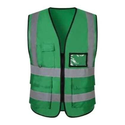 Green Four-Pocket Reflective Safety Vest – 140 GSM - supplier catalogue image