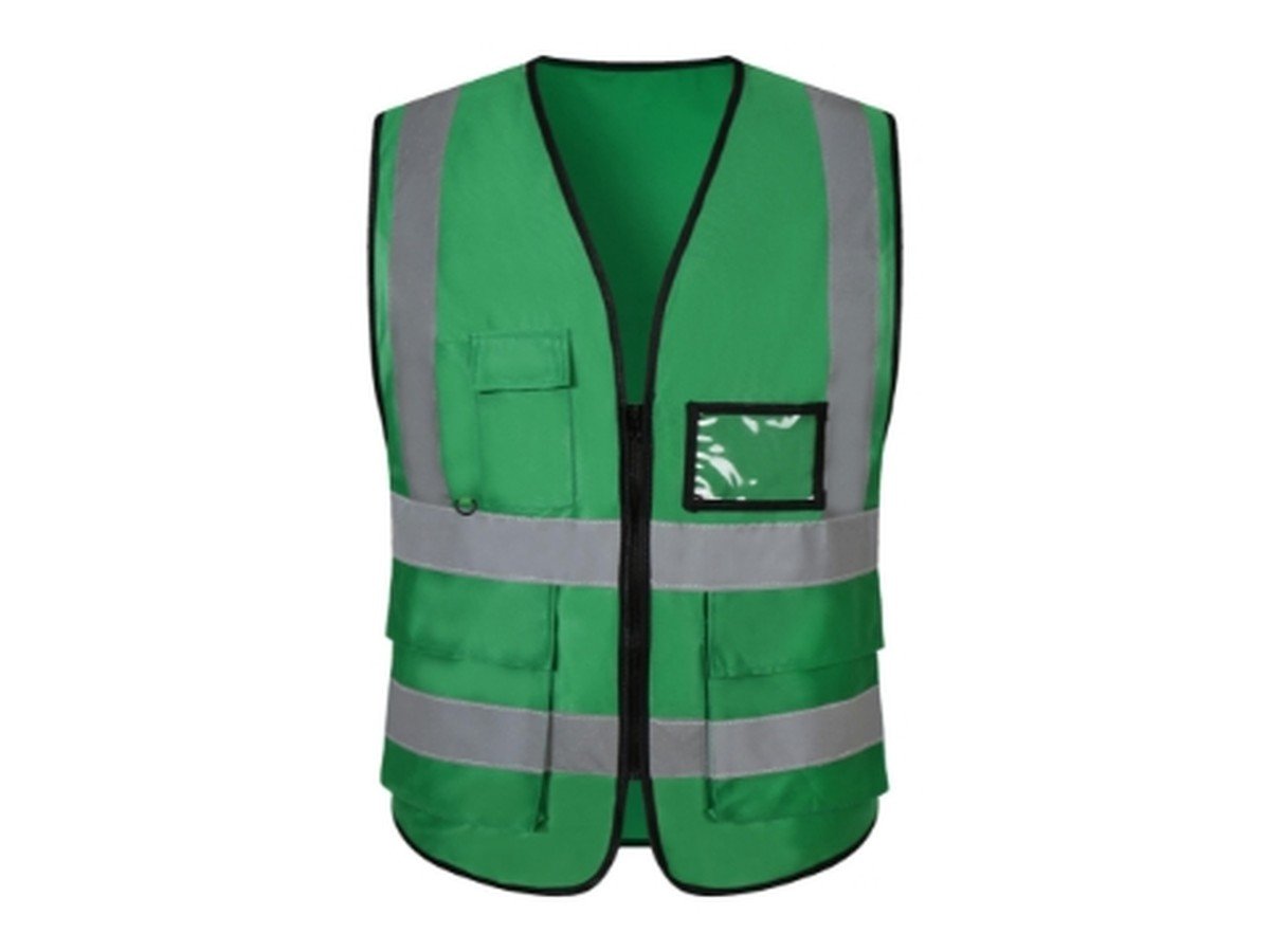 Green Four-Pocket Reflective Safety Vest – 140 GSM - supplier catalogue image